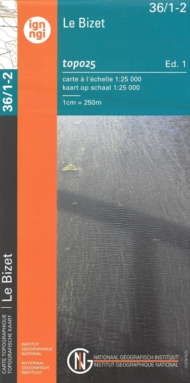 Carte topographique n° 36/1-2 - Le Bizet (Belgique) | NGI topo 25 carte pliée IGN Belgique 