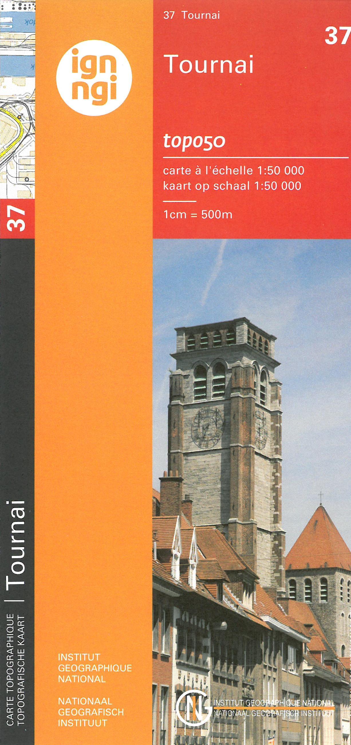 Carte topographique n° 37 - Tournai (Belgique) | NGI - 1/50 000 carte de randonnée IGN Belgique