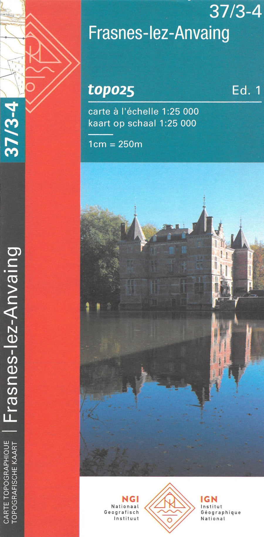 Carte topographique n° 37/3-4 - Frasnes-lez-Anvaing (Belgique) | NGI topo 25 carte pliée IGN Belgique 