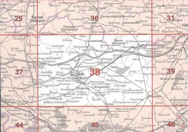 Carte topographique n° 38 - Ath (Belgique) | NGI - 1/50 000 carte pliée IGN Belgique 