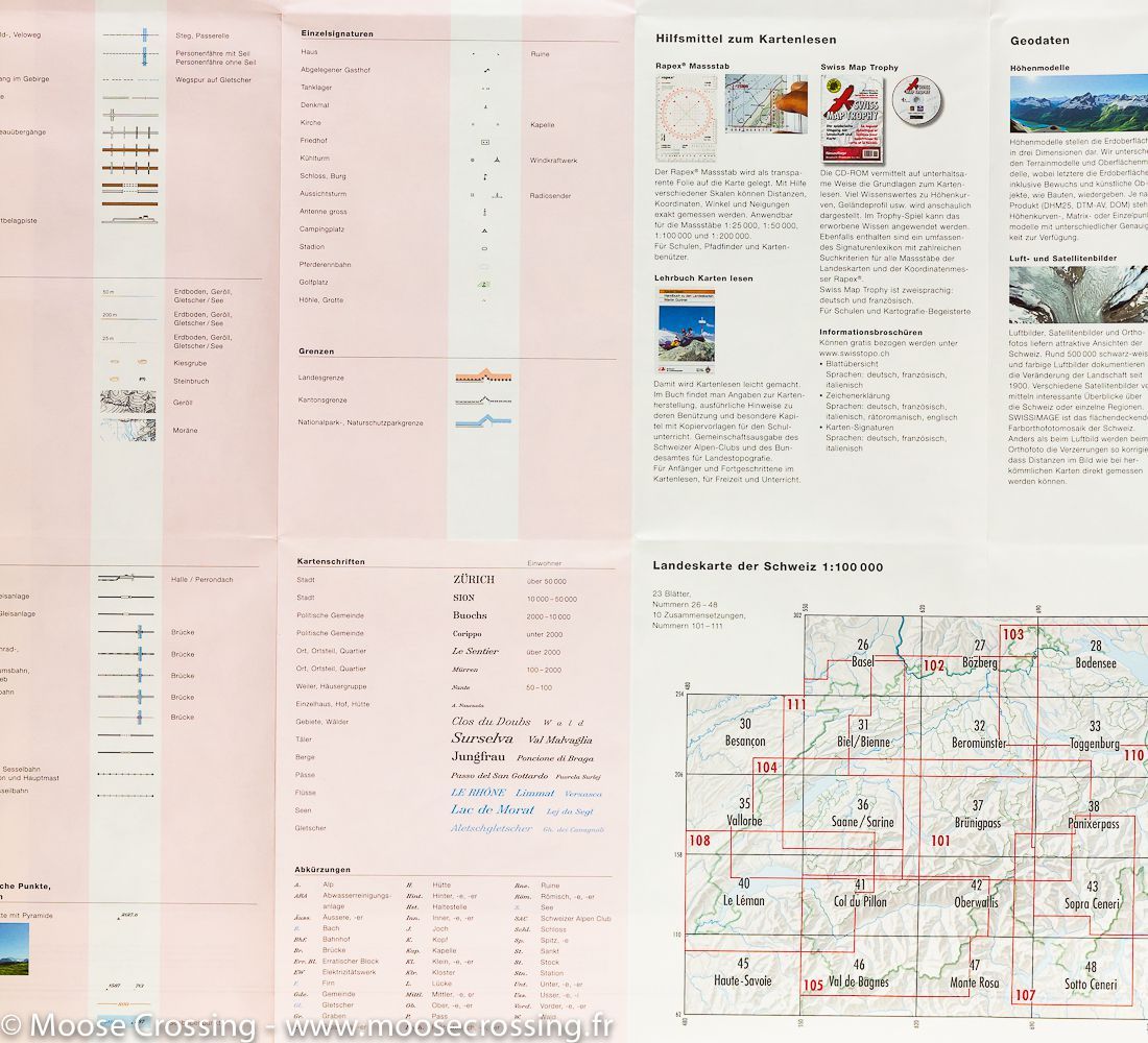 Carte topographique n° 38 - Col de Panix (région de Ilanz, Suisse) | Swisstopo - 1/100 000 carte routière Swisstopo