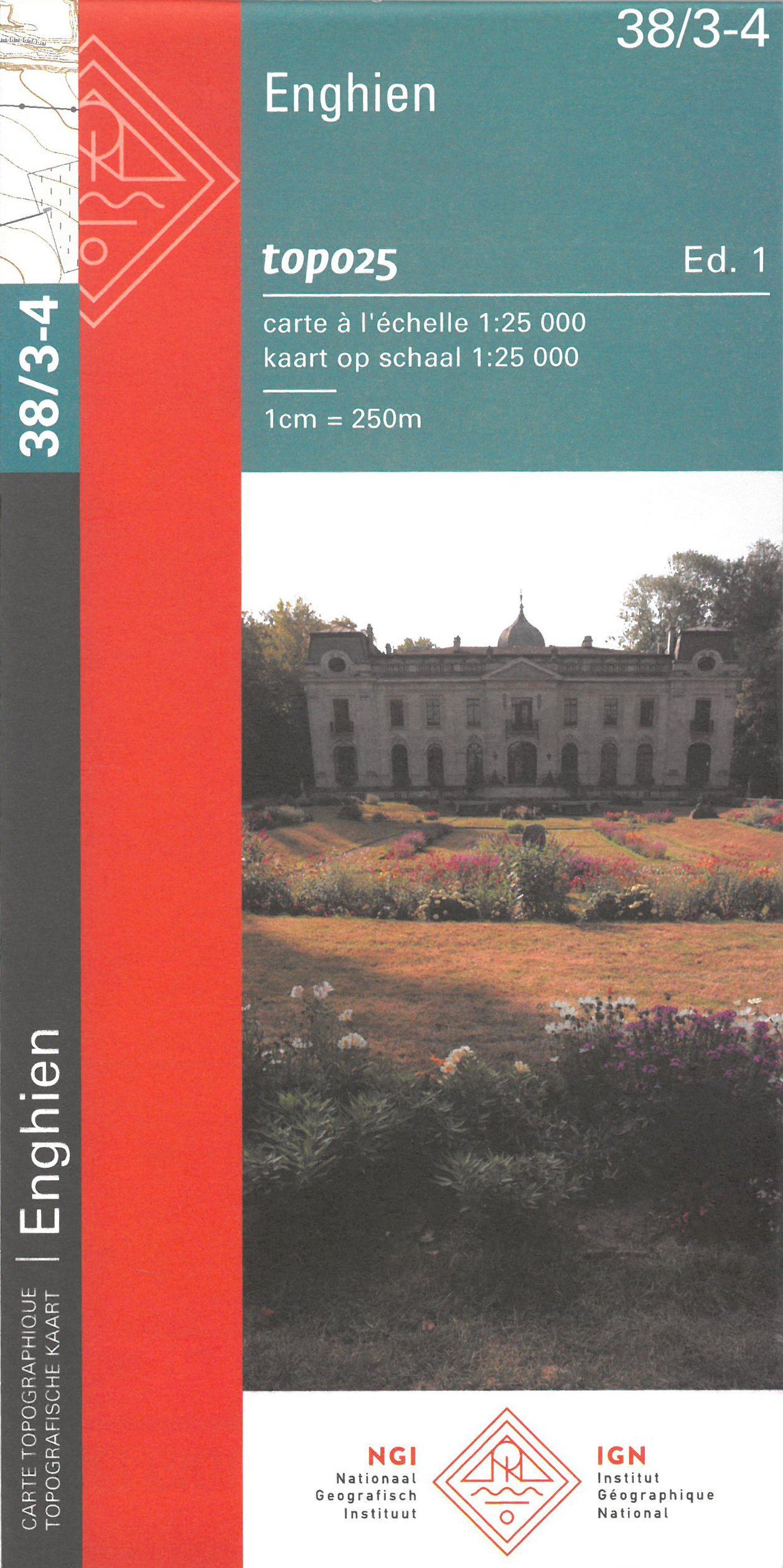Carte topographique n° 38/3-4 - Enghien (Belgique) | NGI topo 25 carte de randonnée IGN Belgique