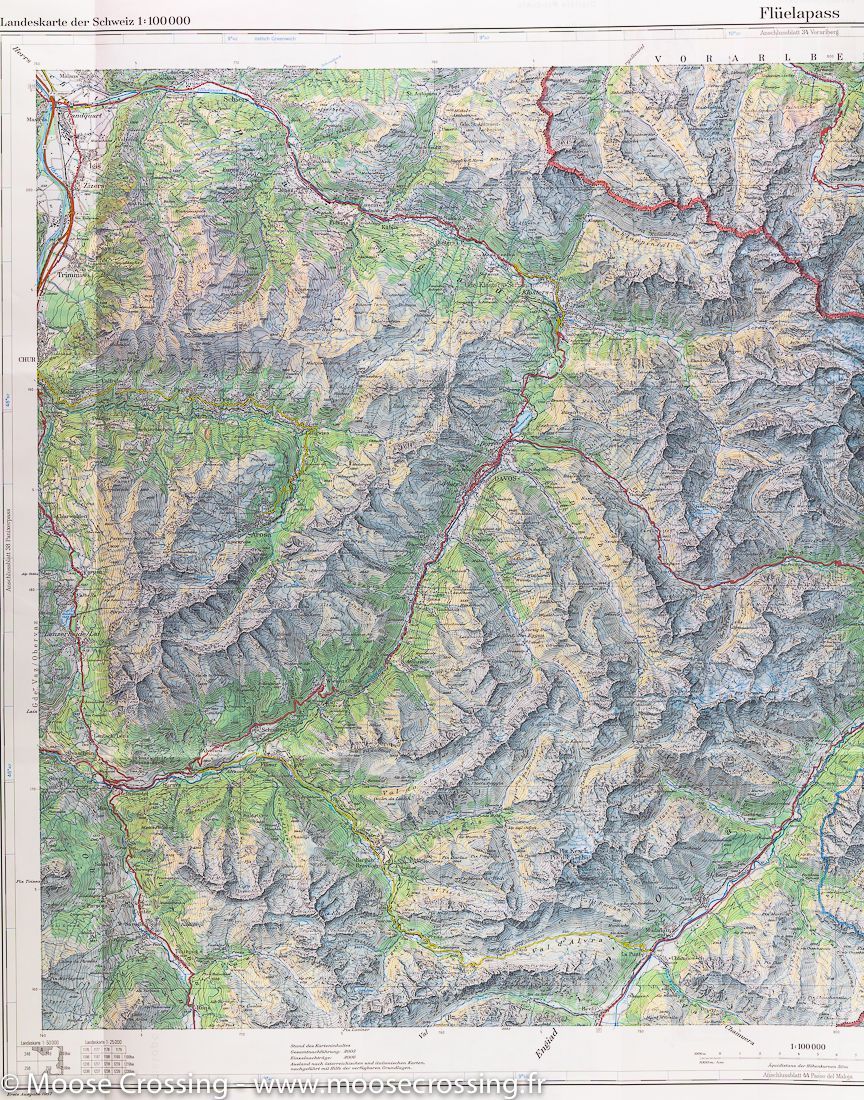 Carte topographique n° 39 - Col de Flüela (région de Davos, Suisse) | Swisstopo - 1/100 000 carte routière Swisstopo