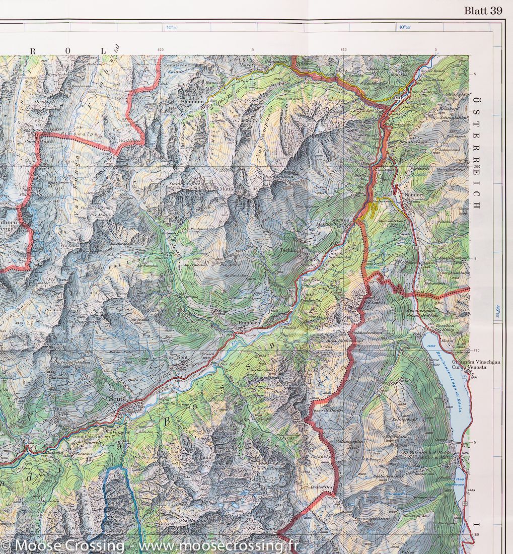 Carte topographique n° 39 - Col de Flüela (région de Davos, Suisse) | Swisstopo - 1/100 000 carte routière Swisstopo