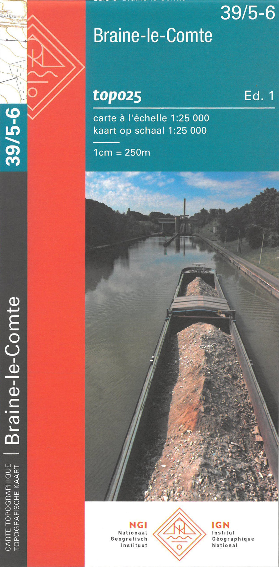 Carte topographique n° 39/5-6 - Braine-le-Comte (Belgique) | NGI topo 25 carte pliée IGN Belgique 