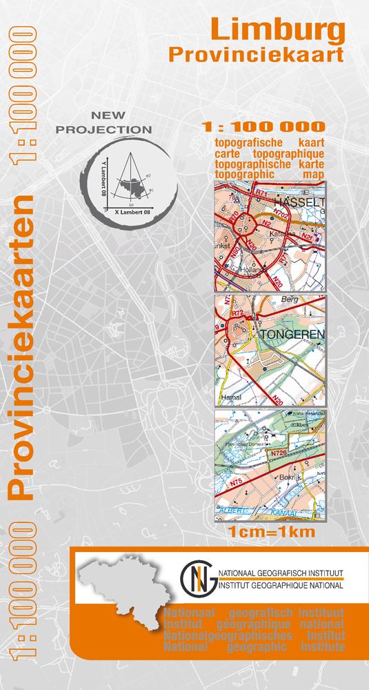 Carte topographique n° 4 - Limbourg province (Belgique) | NGI - 1/100 000 carte pliée IGN Belgique 