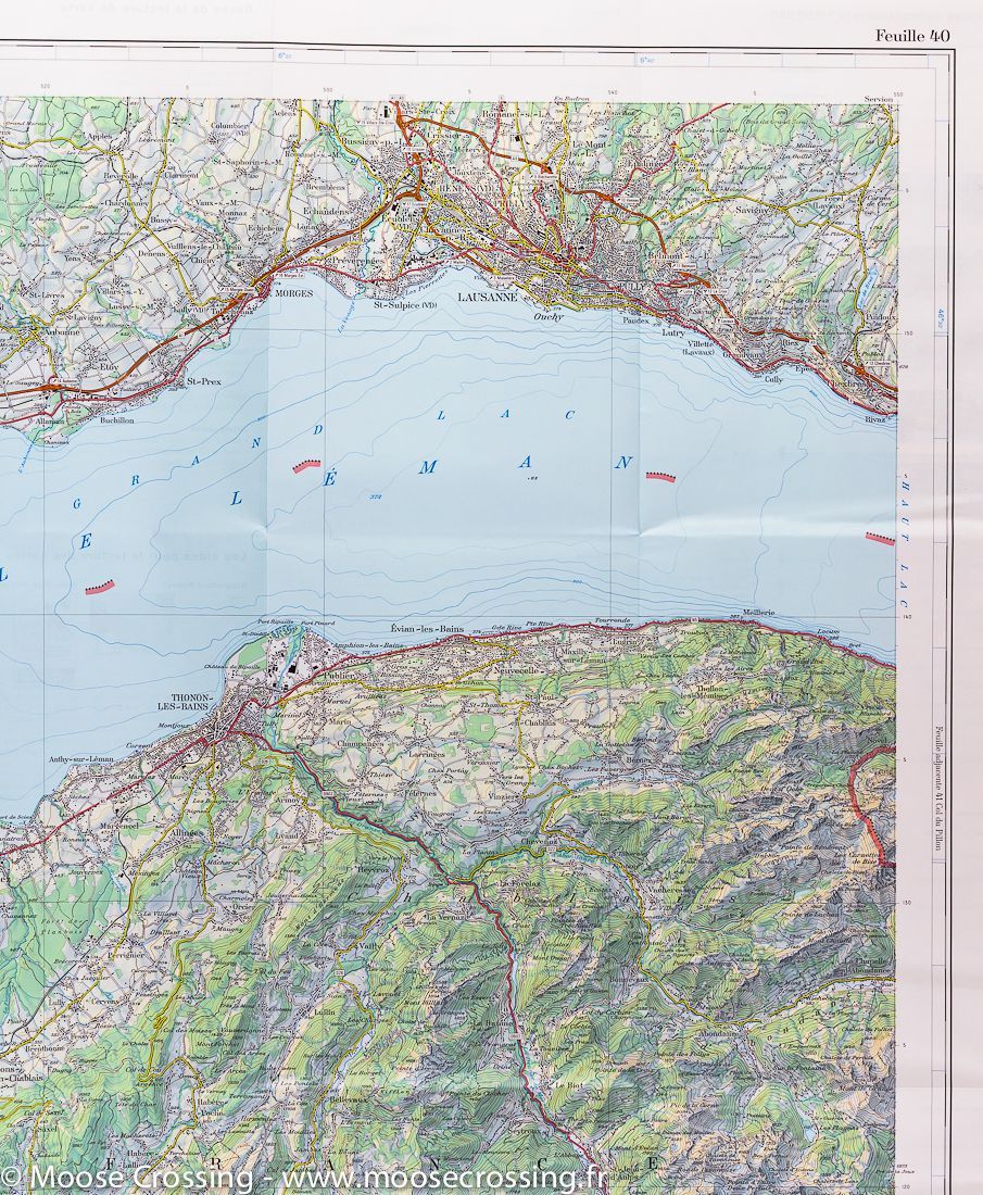 Carte topographique n° 40 - Le Leman (Suisse) | Swisstopo - 1/100 000 carte routière Swisstopo