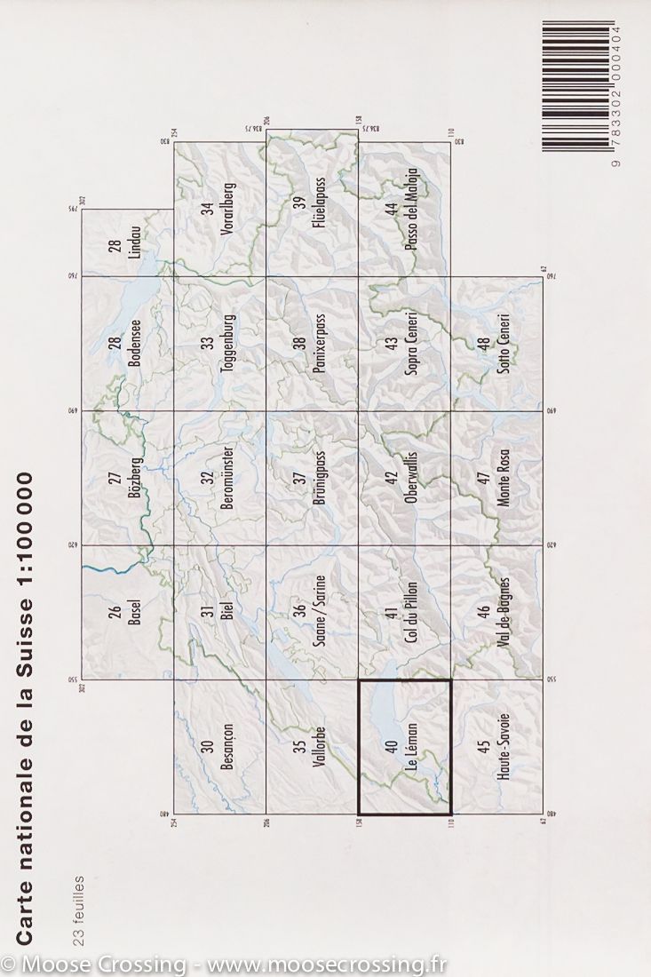 Carte topographique n° 40 - Le Leman (Suisse) | Swisstopo - 1/100 000 carte routière Swisstopo