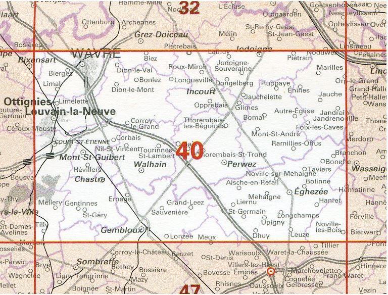 Carte topographique n° 40 - Wavre (Belgique) | NGI - 1/50 000 carte pliée IGN Belgique 