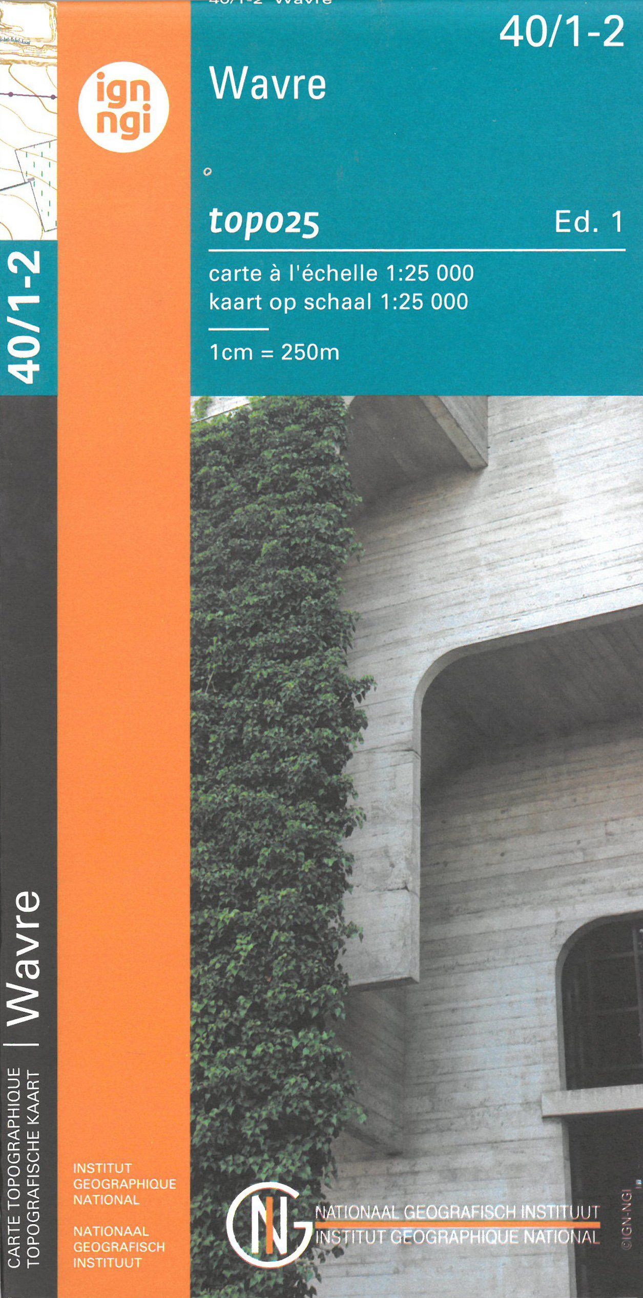 Carte topographique n° 40/1-2 - Wavre (Belgique) | NGI topo 25 carte de randonnée IGN Belgique