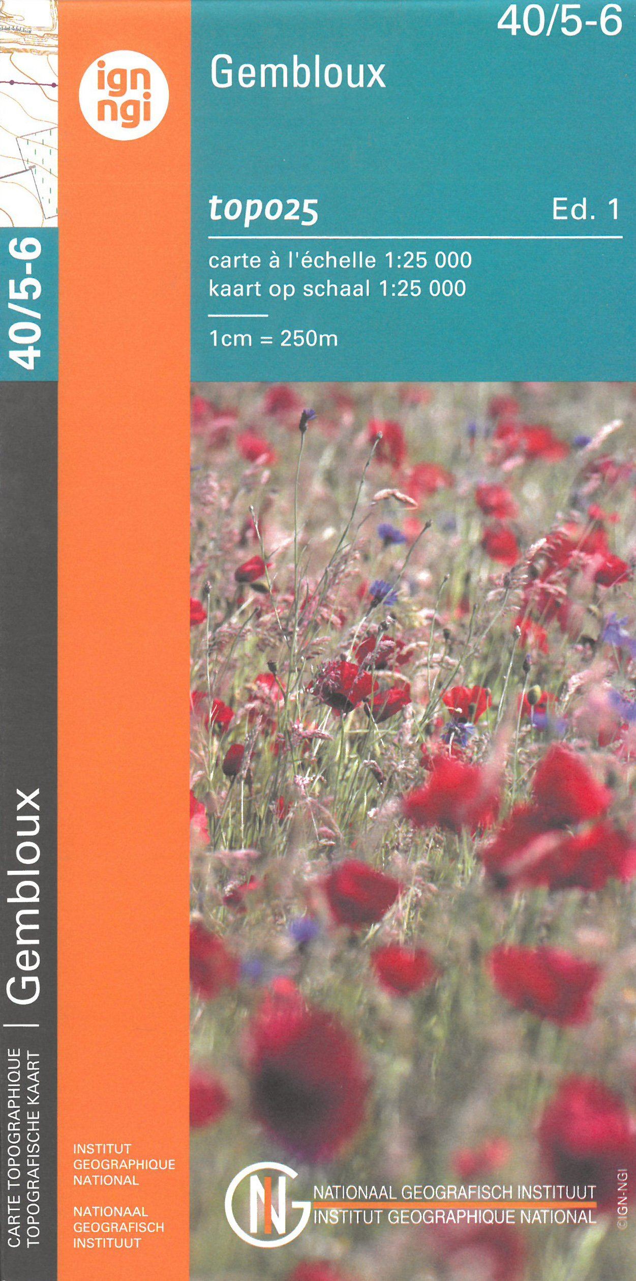 Carte topographique n° 40/5-6 - Gembloux (Belgique) | NGI topo 25 carte de randonnée IGN Belgique