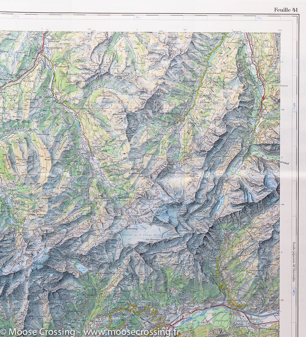 Carte topographique n° 41 - Col du Pillon (Suisse) | Swisstopo - 1/100 000 carte routière Swisstopo