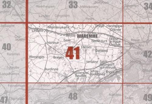 Carte topographique n° 41 - Waremme (Belgique) | NGI - 1/50 000 carte pliée IGN Belgique 