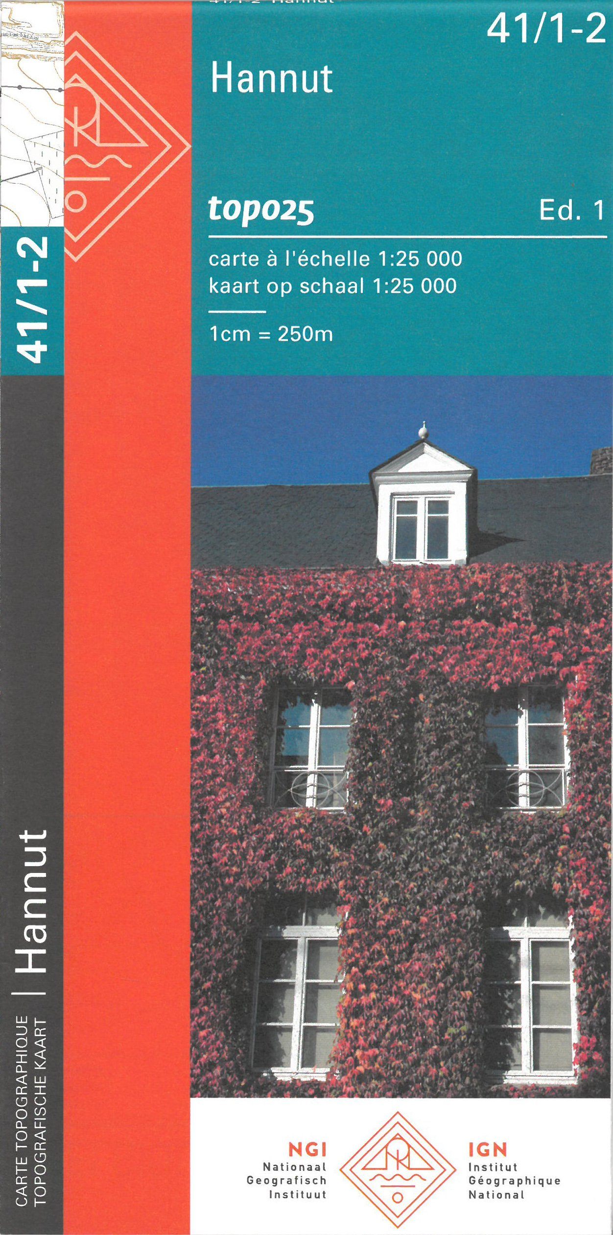 Carte topographique n° 41/1-2 - Hannut (Belgique) | NGI topo 25 carte de randonnée IGN Belgique