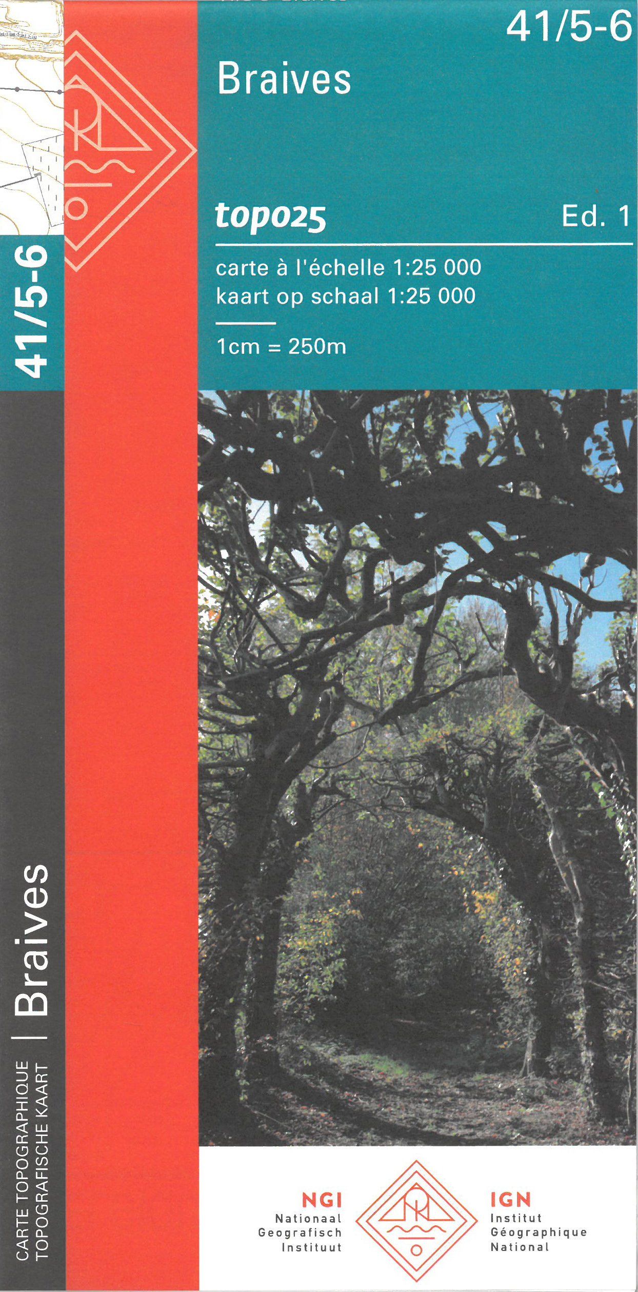 Carte topographique n° 41/5-6 - Braives (Belgique) | NGI topo 25 carte de randonnée IGN Belgique