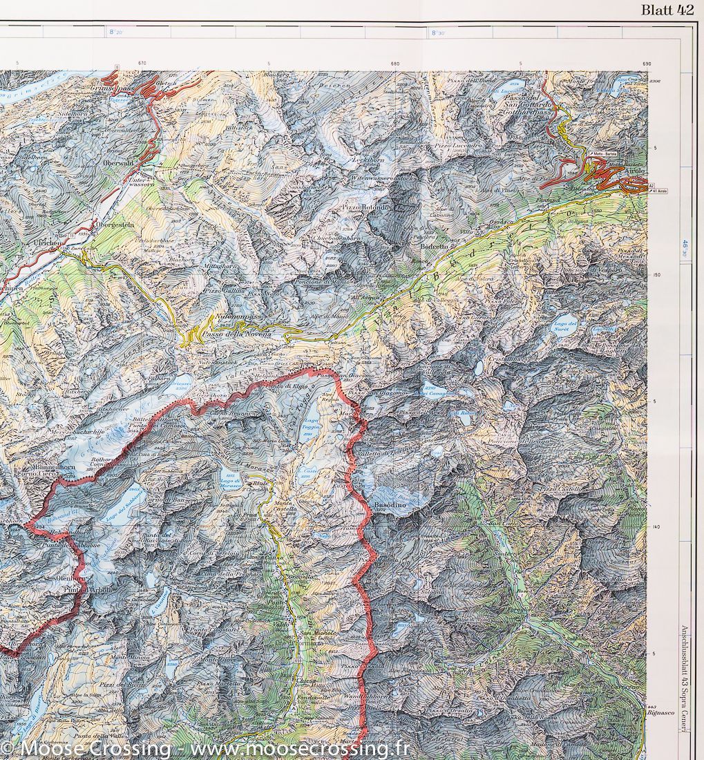 Carte topographique n° 42 - Oberwallis (Suisse) | Swisstopo - 1/100 000 carte routière Swisstopo
