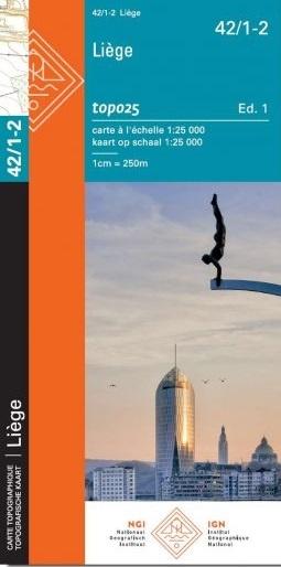 Carte topographique n° 42/1-2 - Liège (Belgique) | NGI topo 25 carte de randonnée IGN Belgique