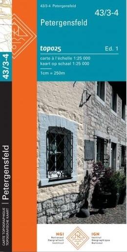 Carte topographique n° 43/3-4 - Petergensfeld (Belgique) | NGI topo 25 carte de randonnée IGN Belgique