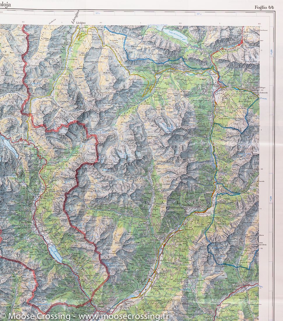 Carte topographique n° 44 - Passo del Maloja (Suisse) | Swisstopo - 1/100 000 carte routière Swisstopo
