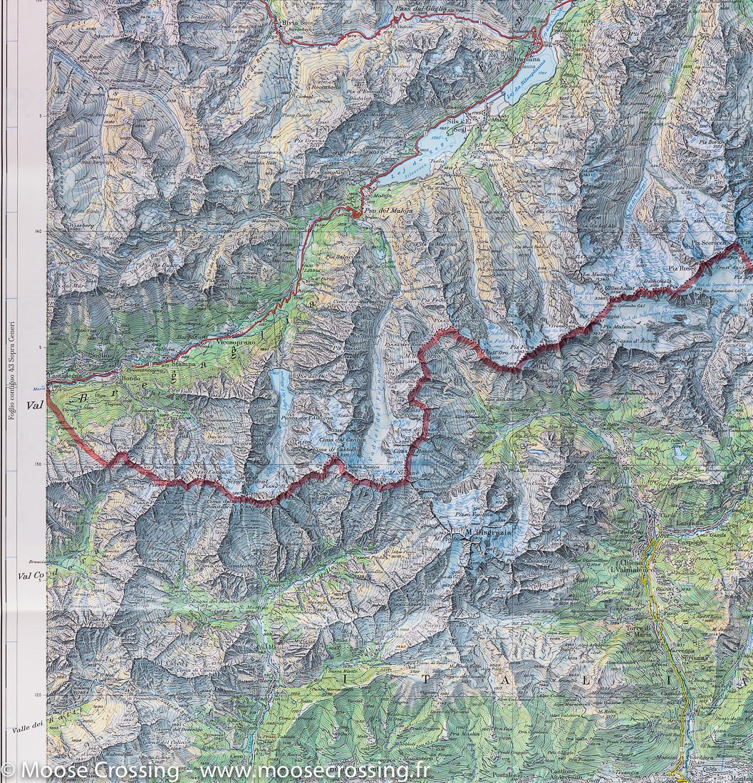 Carte topographique n° 44 - Passo del Maloja (Suisse) | Swisstopo - 1/100 000 carte routière Swisstopo