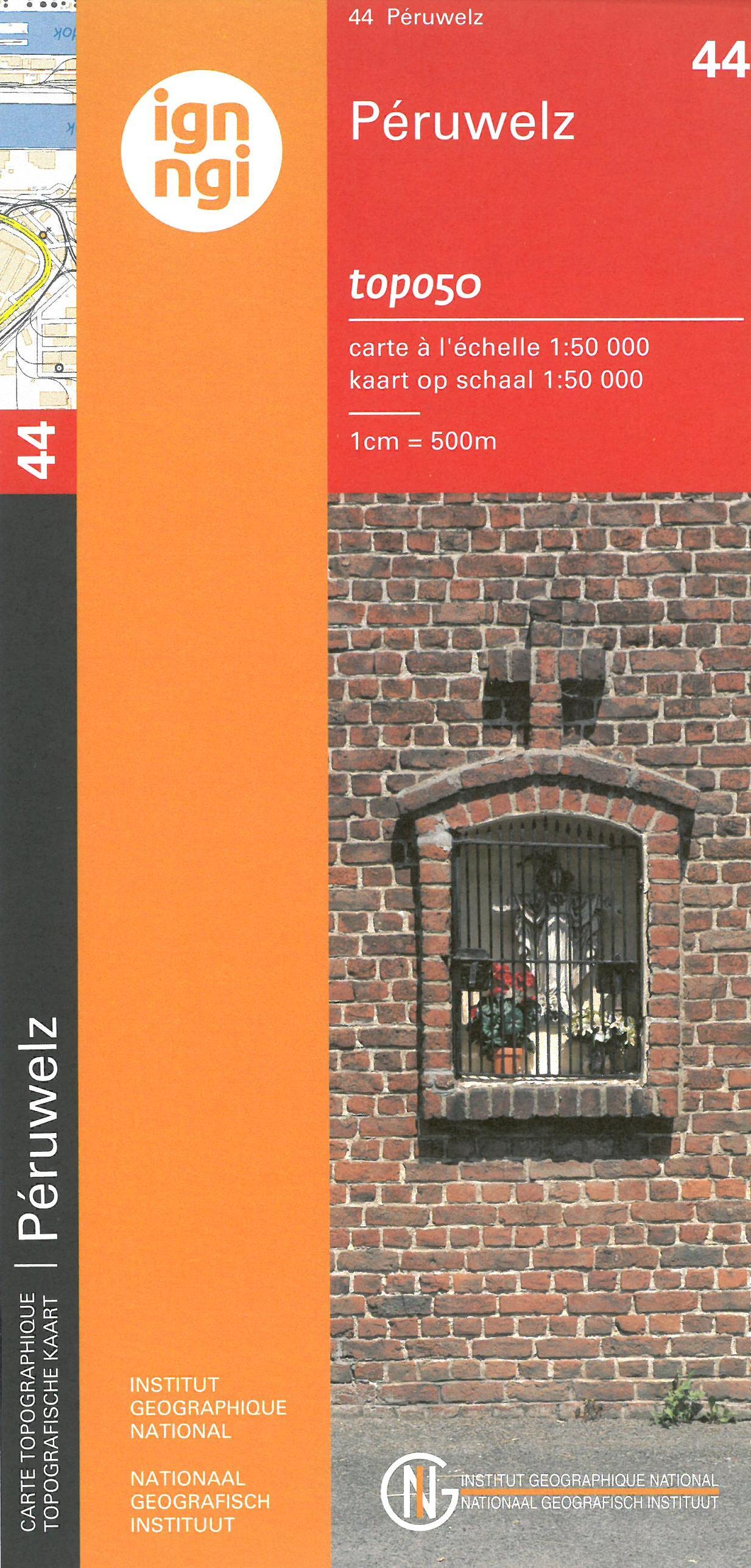 Carte topographique n° 44 - Péruwelz (Belgique) | NGI - 1/50 000 carte de randonnée IGN Belgique