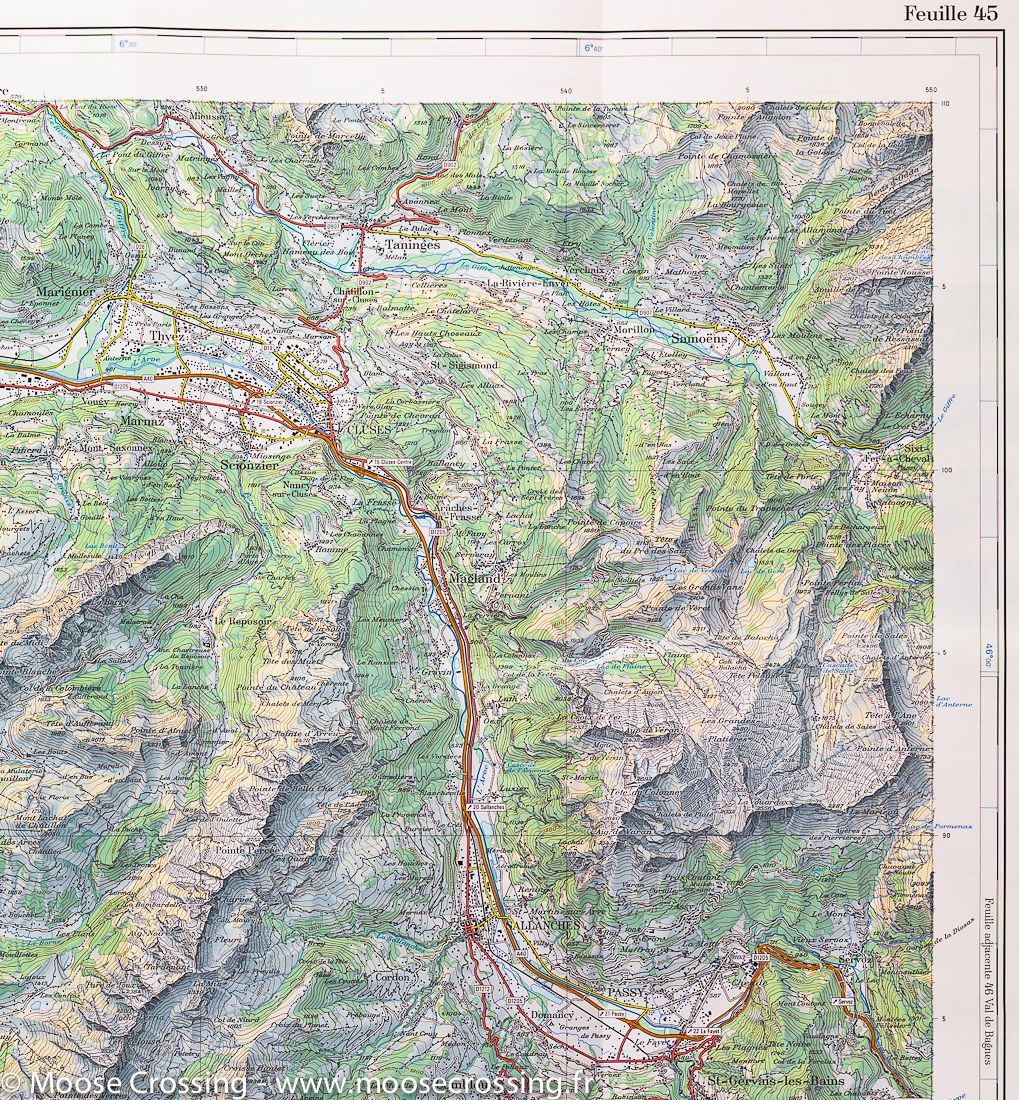 Carte topographique n° 45 - Haute Savoie (France) | Swisstopo - 1/100 000 carte routière Swisstopo