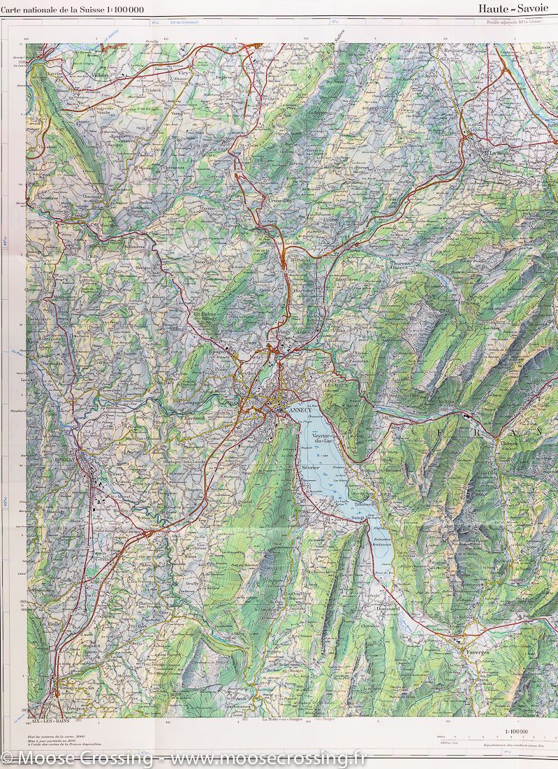 Carte topographique n° 45 - Haute Savoie (France) | Swisstopo - 1/100 000 carte routière Swisstopo