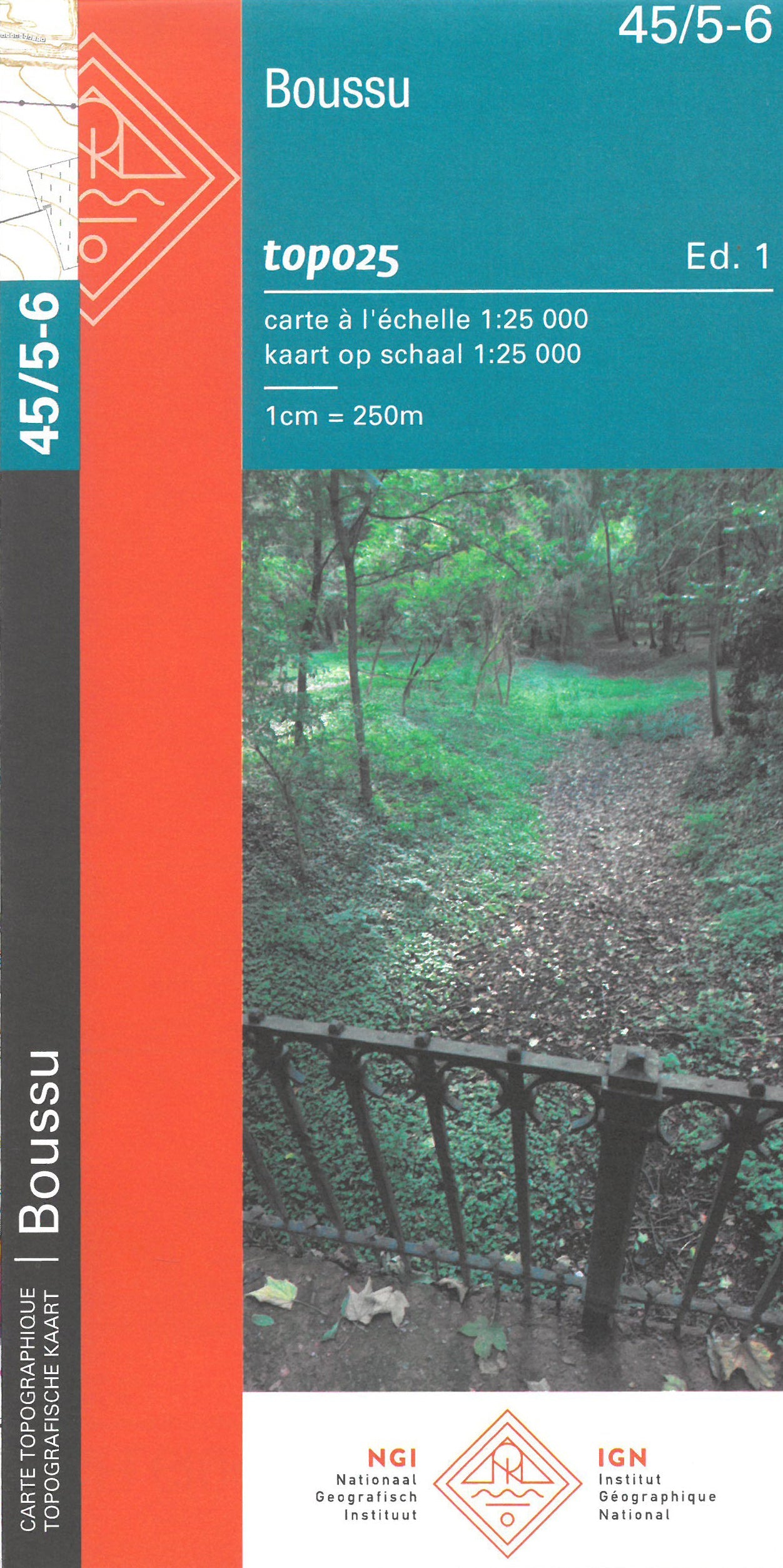 Carte topographique n° 45/5-6 - Boussu (Belgique) | NGI topo 25 carte de randonnée IGN Belgique
