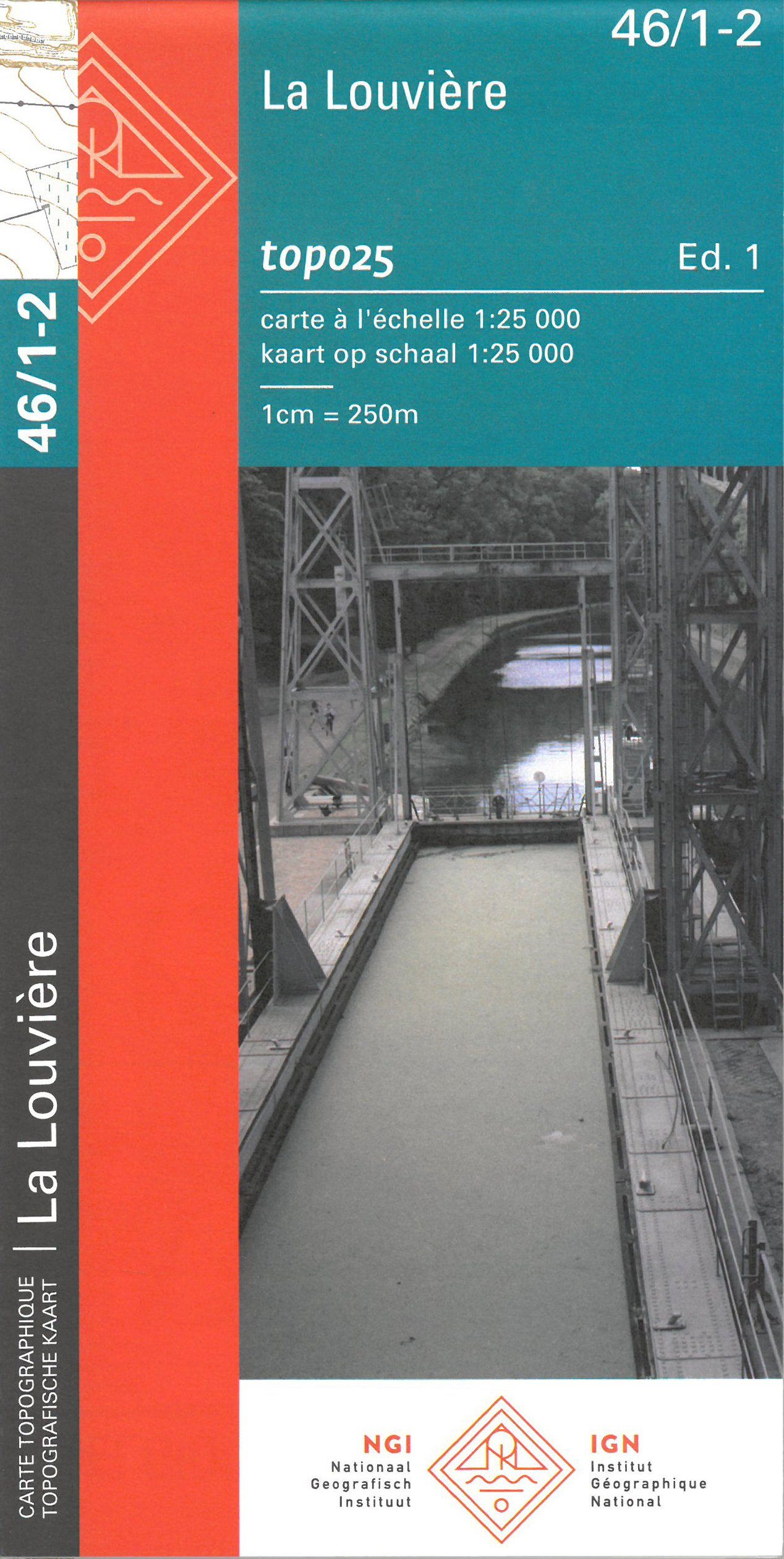 Carte topographique n° 46/1-2 - La Louvière (Belgique) | NGI topo 25 carte de randonnée IGN Belgique