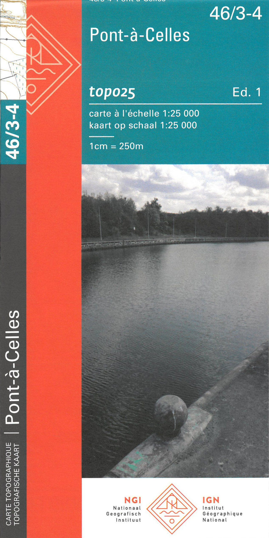Carte topographique n° 46/3-4 - Pont-à-Celles (Belgique) | NGI topo 25 carte pliée IGN Belgique 