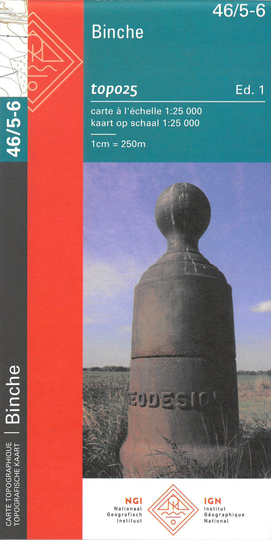 Carte topographique n° 46/5-6 - Binche (Belgique) | NGI topo 25 carte pliée IGN Belgique 