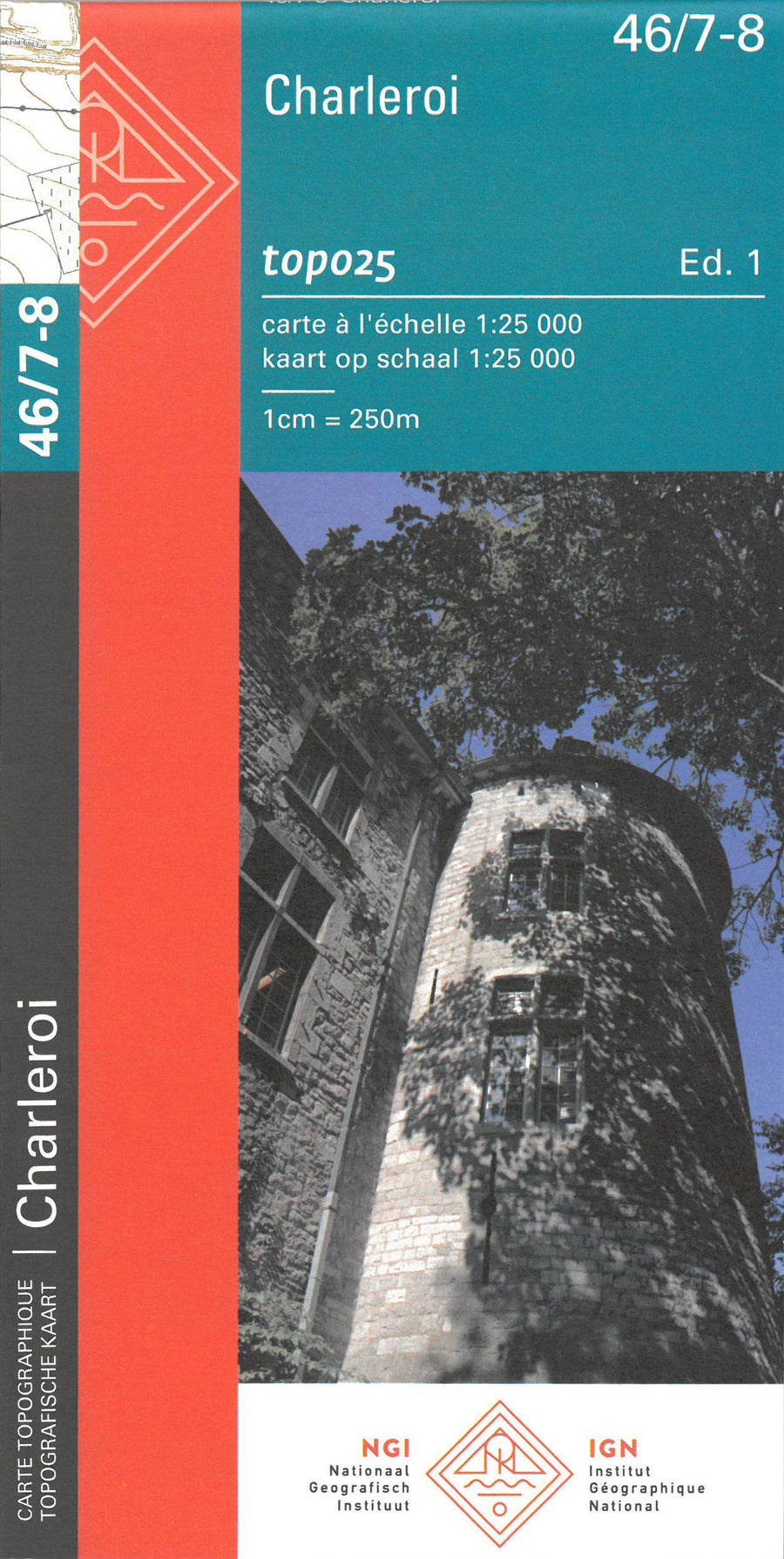 Carte topographique n° 46/7-8 - Charleroi (Belgique) | NGI topo 25 carte pliée IGN Belgique 
