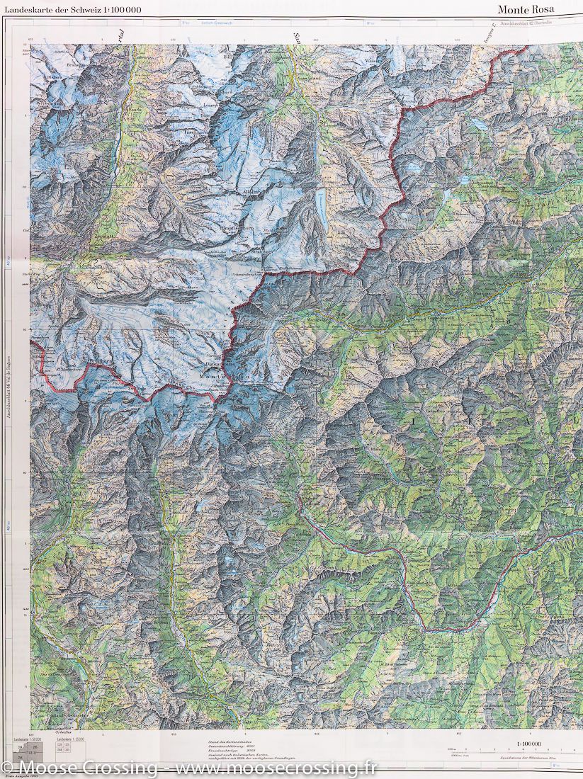Carte topographique n° 47 - Monte Rosa (Suisse) | Swisstopo - 1/100 000 carte routière Swisstopo