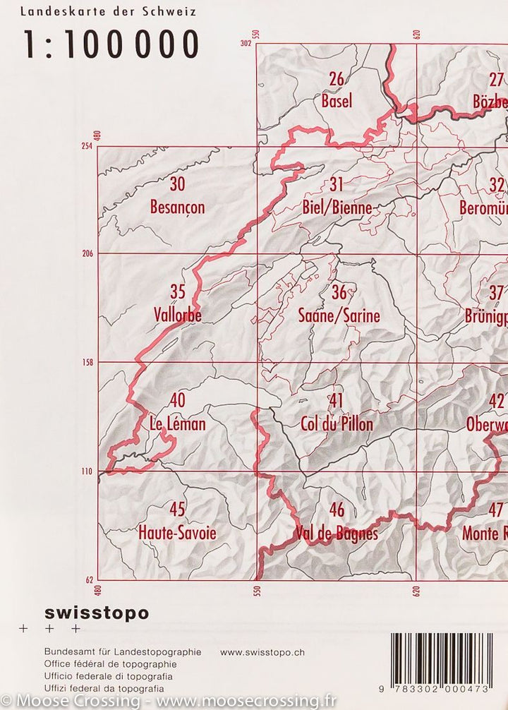 Carte de la région de Monte Rosa (Suisse, Italie) | Swisstop - La Compagnie des Cartes