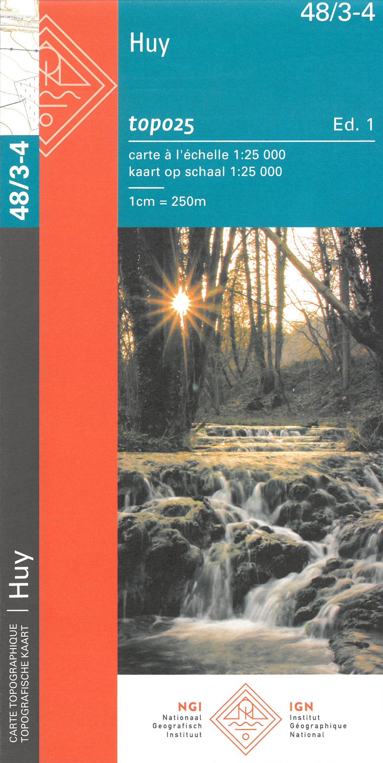 Carte topographique n° 48/3-4 - Huy (Belgique) | NGI topo 25 carte de randonnée IGN Belgique