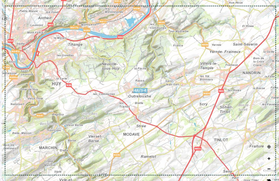 Carte topographique n° 48/3-4 - Huy (Belgique) | NGI topo 25 carte de randonnée IGN Belgique
