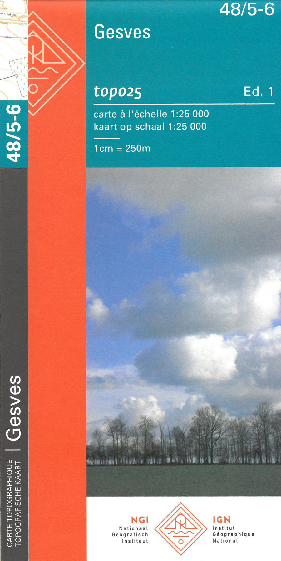 Carte topographique n° 48/5-6. - Gesves (Belgique) | NGI topo 25 carte pliée IGN Belgique 