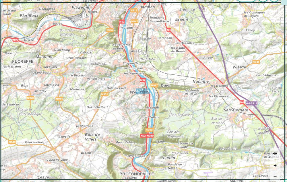 Carte topographique n° 48/5-6. - Gesves (Belgique) | NGI topo 25 carte pliée IGN Belgique 