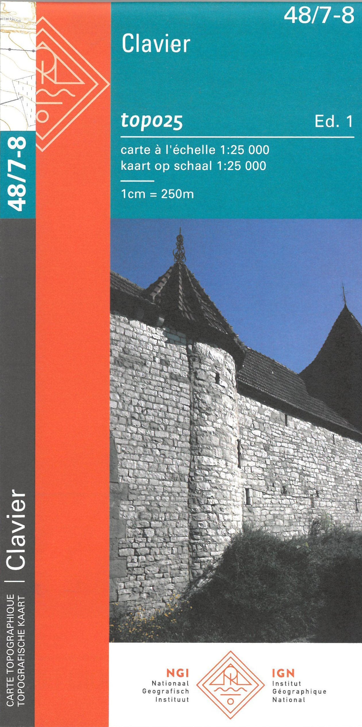 Carte topographique n° 48/7-8 - Clavier (Belgique) | NGI topo 25 carte de randonnée IGN Belgique