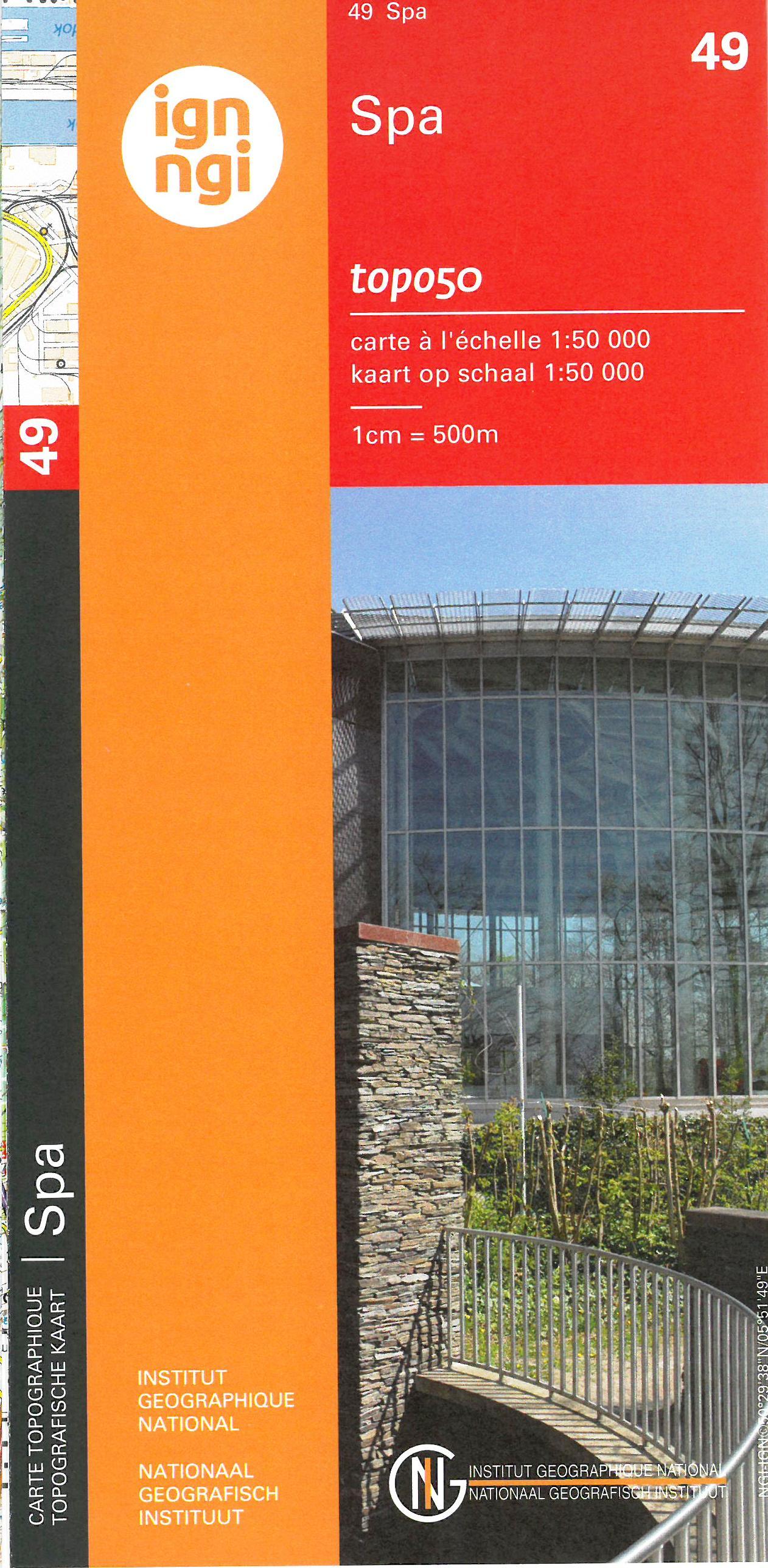 Carte topographique n° 49 - Spa (Belgique) | NGI - 1/50 000 carte de randonnée IGN Belgique