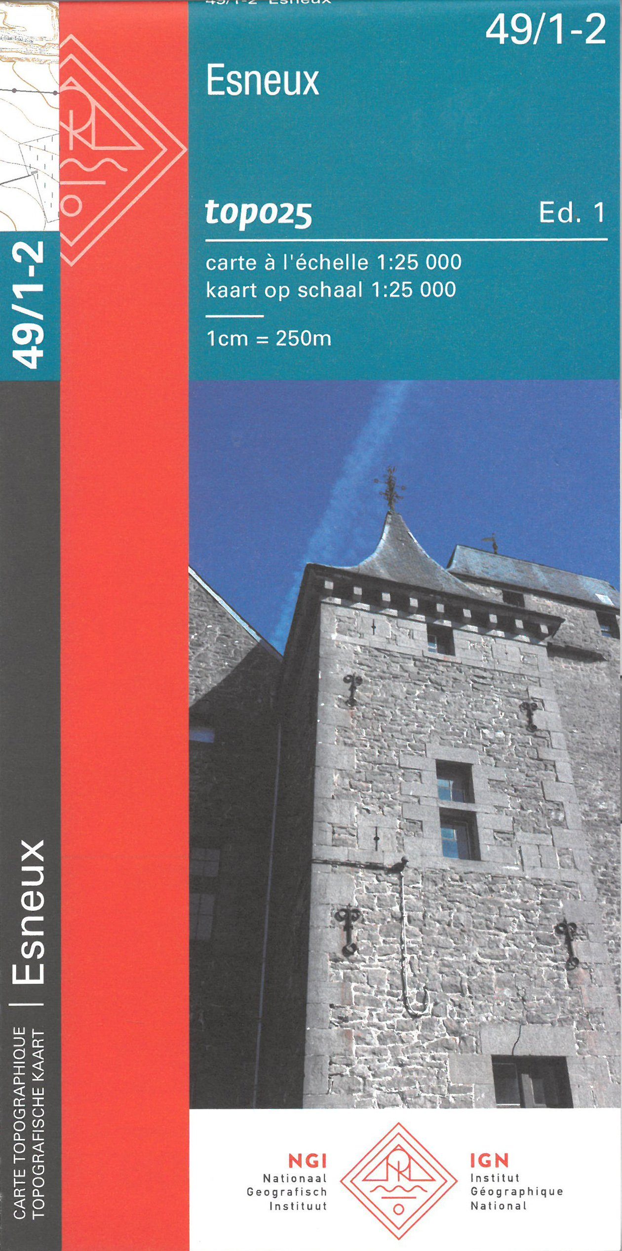 Carte topographique n° 49/1-2 - Esneux (Belgique) | NGI topo 25 carte de randonnée IGN Belgique