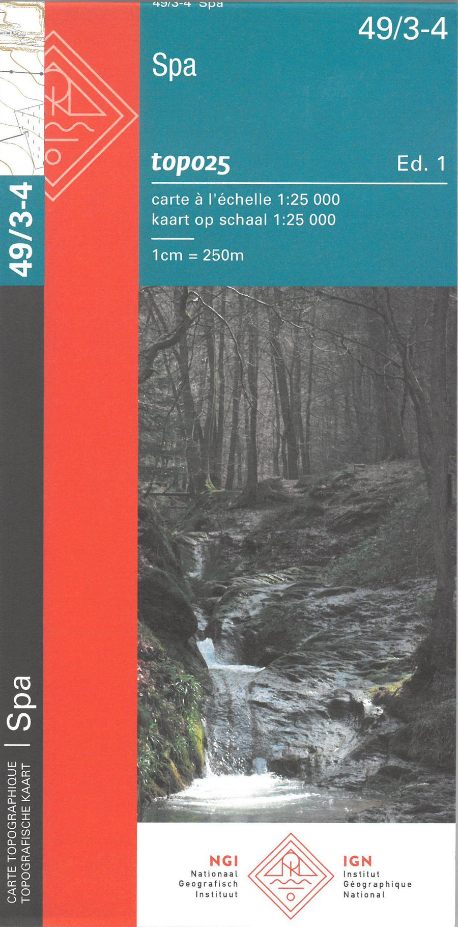 Carte topographique n° 49/3-4 - Spa (Belgique) | NGI topo 25 carte pliée IGN Belgique 