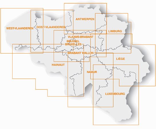 Carte topographique n° 5 - Liège province (Belgique) | NGI - 1/100 000 carte de randonnée IGN Belgique
