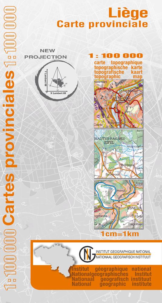 Carte topographique n° 5 - Liège province (Belgique) | NGI - 1/100 000 carte pliée IGN Belgique 