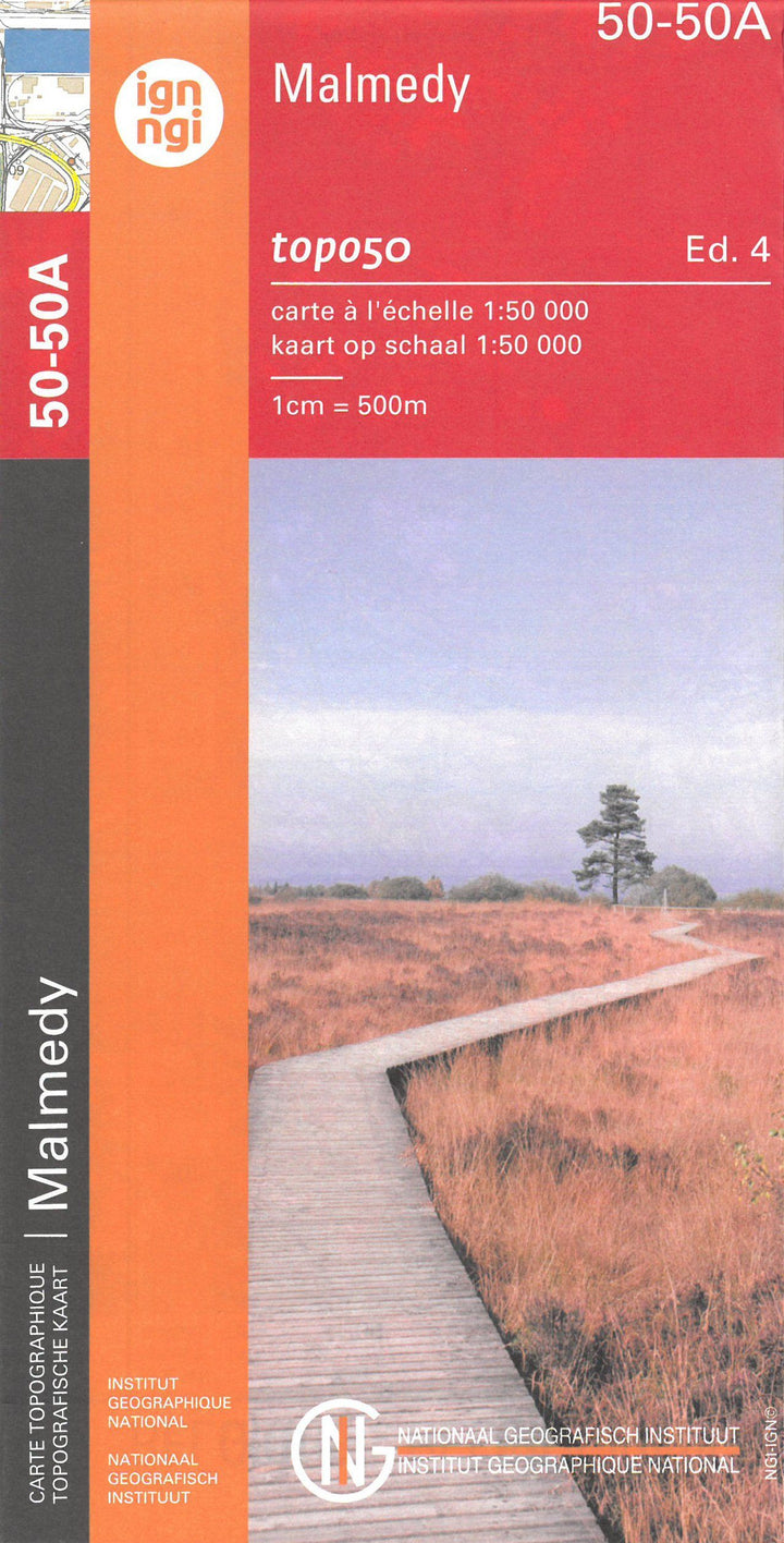 Carte topographique n° 50-50A - Malmédy (Belgique) | NGI - 1/50 000 carte pliée IGN Belgique 