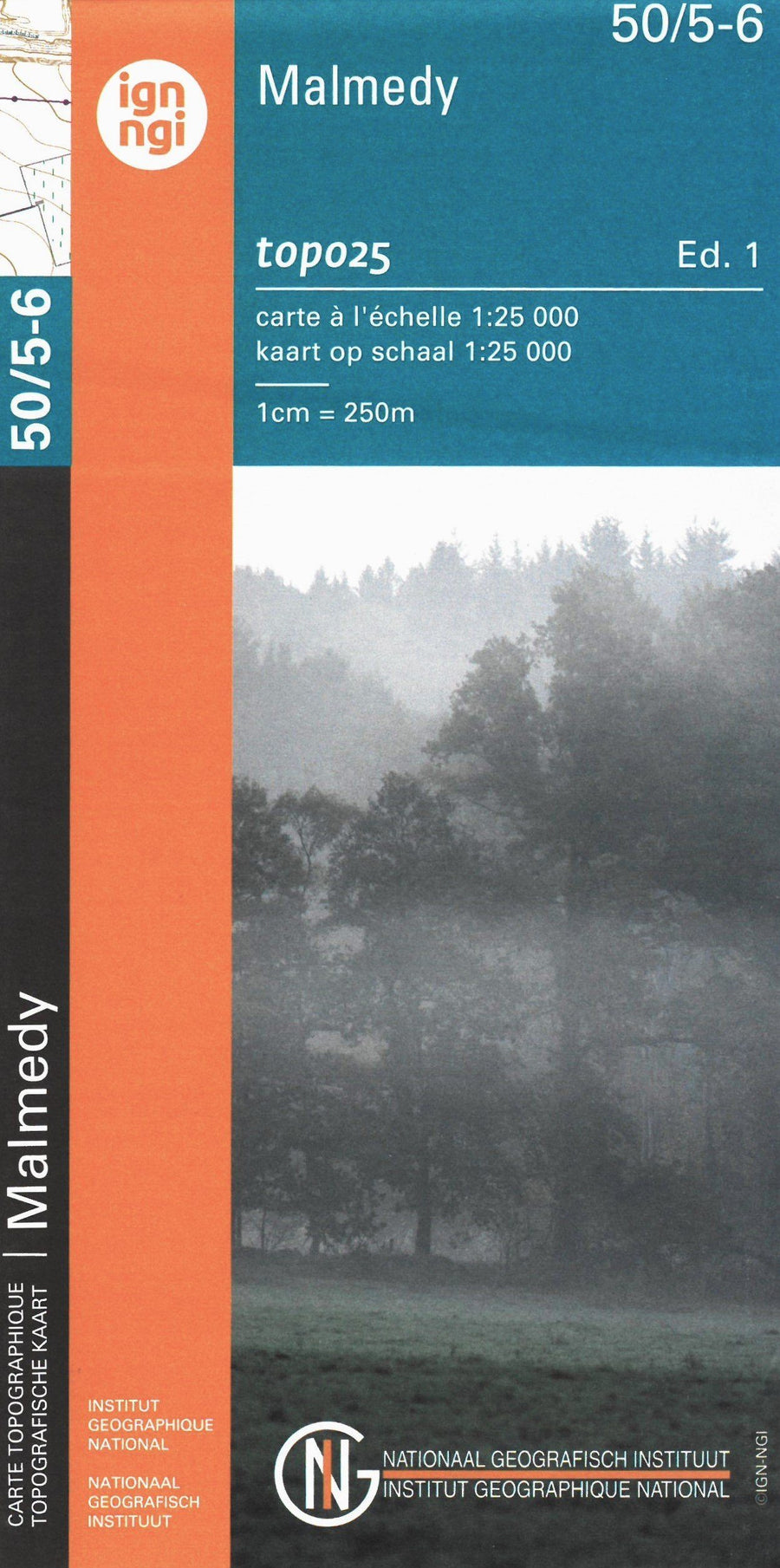 Carte topographique n° 50/5-6 - Malmedy (Belgique) | NGI topo 25 carte pliée IGN Belgique 