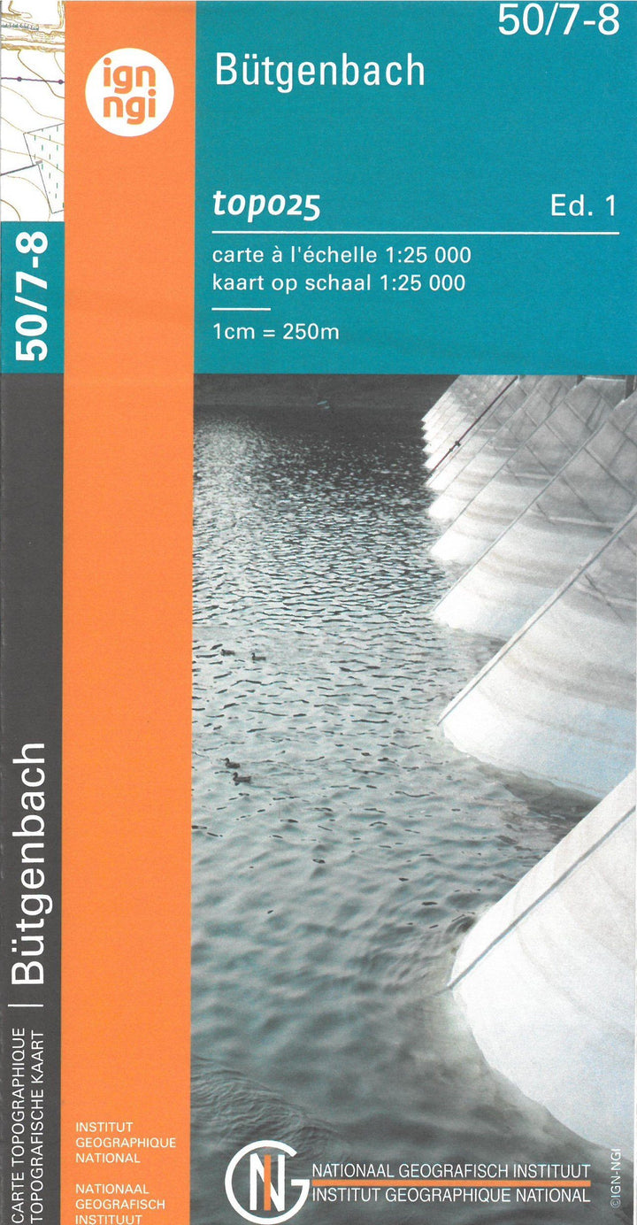 Carte topographique n° 50/7-8 - Bütgenbach (Belgique) | NGI topo 25 carte pliée IGN Belgique 
