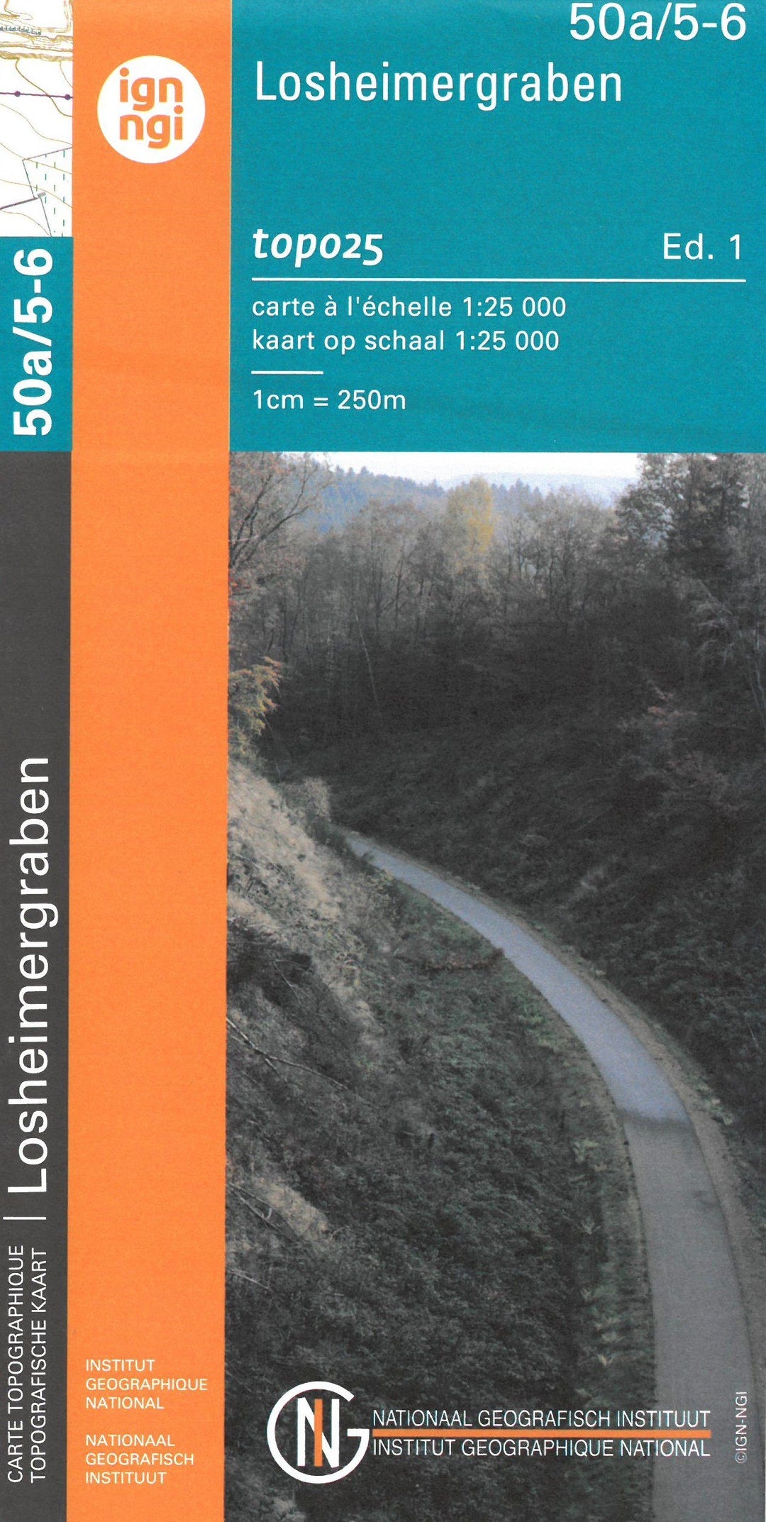 Carte topographique n° 50A/5-6 - Losheimergraben (Belgique) | NGI topo 25 carte pliée IGN Belgique 