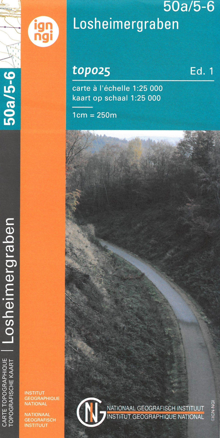 Carte topographique n° 50A/5-6 - Losheimergraben (Belgique) | NGI topo 25 carte pliée IGN Belgique 