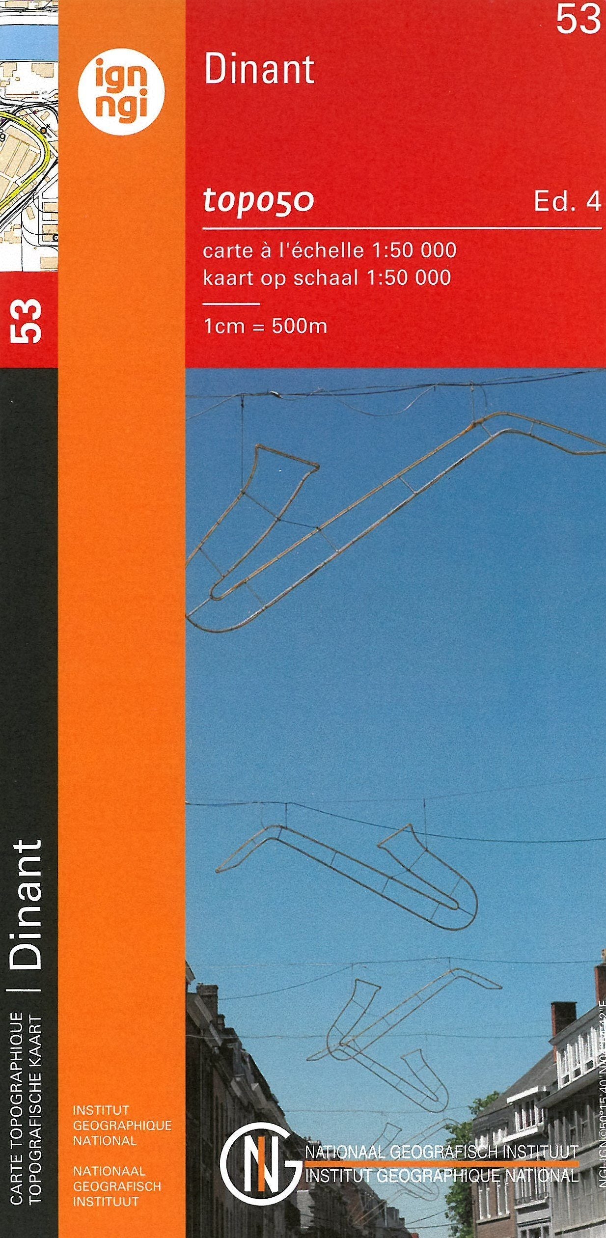Carte topographique n° 53 - Dinant (Belgique) | NGI - 1/50 000 carte de randonnée IGN Belgique